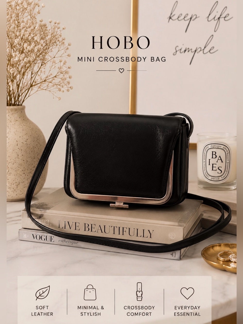 HOBO Black Mini Crossbody Bag